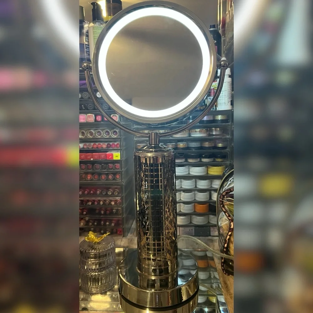Illuminated Silver Vanity Mirror
